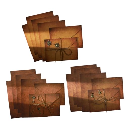 FUNOMOCYA 3セット ?古便?封套 小 クラフト紙製 耐久性良好 レトロデザイン おしゃれな手紙用紙と封筒 書きやすく収納便利 プレゼントや日常