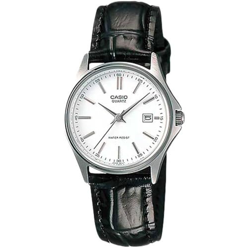 Casio LTP-1183E-7A montre femme quartz bracelet cuir noir avec cadran blanc épuré