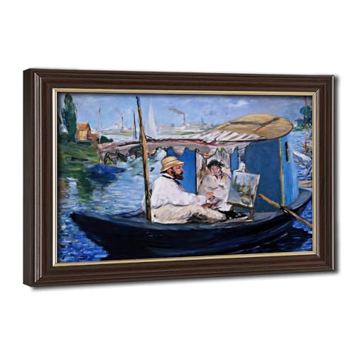 Impression sur toile Monet sur son bateau par Manet 30,5x45,7 cm