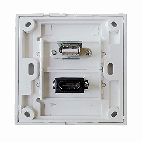 Image of HDMI /USB Multimedia Modular Wall Socket Face Plate Socket Plug Jack Cable or Adapter for Home /Office. (HDMI /USB)