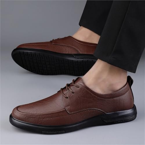 Men's Lace up Dress Shoes Genuine Leather Oxfords Comfortable Soft Sole Breathable Business Casual Low Heel Loafers2