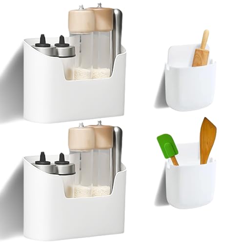 4 Stück Wand Organizer Boxen - Aufbewahrung Ohne Bohren Weiß Für Fernbedienung Kleinteile
