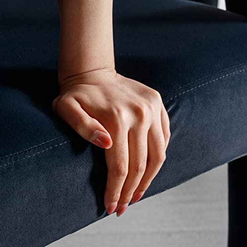 Rivova Modern Barrel Dining Chair, Velvet Upholstered Accent Side Chair With Arms Comfy Makeup Vanity Chair, Dining Living Room Kitchen Chair, Black #TOP4