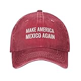 Make America Mexico Again Hat Adjustable Washed Cotton Cowboy Baseball Cap Trendy Distressed Low Profile Dad Hats for Men and Women (Red)