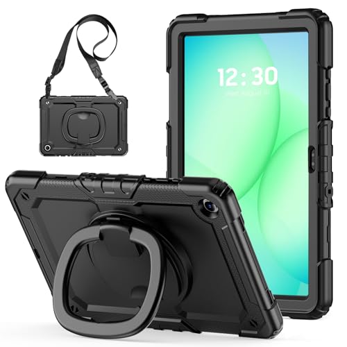 ABADAN �P�[�X �ƌ݊��������� Galaxy Tab A11 Plus �P�[�X 2025 11 �C���` �q���p �n���h�z���_�[ �V�����_�[ �V���R�� 360�x��]�X�^���h�@�\ �n�[�h�V�F�� +TPU ��3�w�\���ŁA�ϏՌ� �Ռ��z�� �M�����N�V�[ Ta