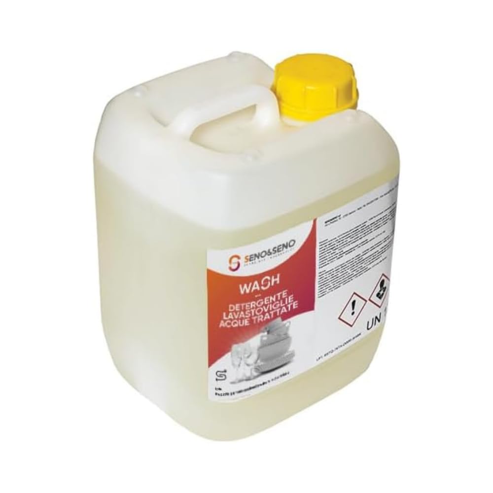 SENO & SENO | Detergente Delicato per Bicchieri, Piatti e Tazze | Tanica con Detergente antimacchia e Delicato su Decorazioni per Cucine Professionali | Rimuove Residui e Sporco da bicchieri