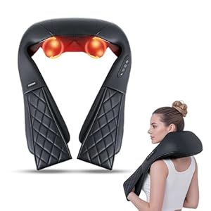Back and Neck Massager,Shiatsu Back Massager with Heat,Cordless Portable Kneading Shoulder Massage Shawl Electric Massage Pillow for Pain Relief Deep Tissue Gifts for Dad Mom Friends