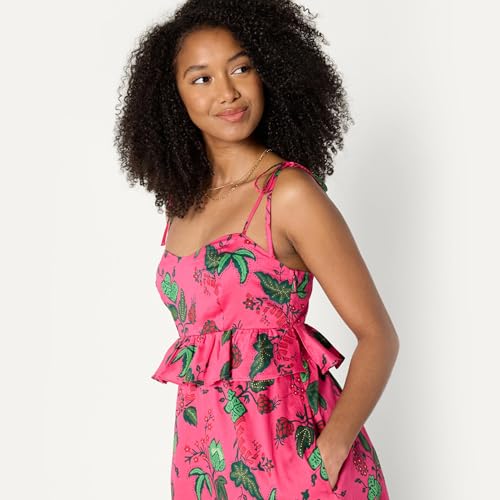 Image of Amazon Essentials Women's Fit and Flare Empire Waist Sweetheart Neck Cotton Sateen Tiered Maxi Dress