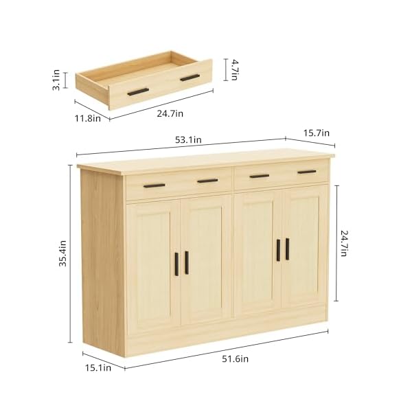   Anystyle-Oak-Rattan-Buffet-Cabinet-Coffee-Bar-Cabinet-with-2-Drawers-4-Doors-Kitchen-Buffet-Sideboard-for-Living-Room-Kitchen