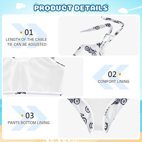 Toddler Girls Bikini Set Motorcycle Swimsuits Kid Bowknot Swimwear 2 Piece Bathing Suit 3-12T4