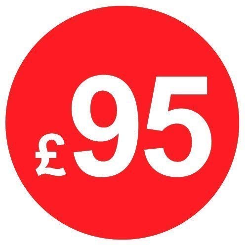 Pack of 500-20mm Price Stickers - Choose from 10p to £95 - Bright Red - Many Prices to Choose from (£95 - Red) — image 1