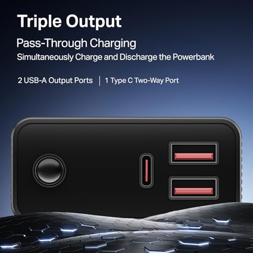 boAt Energyshroom PB400 Pro 20000 mAh 22.5W Pocket Size, Compact Power Bank, Fast Charging (2X Output Ports, Supports Android, iPhone, Tablets, Earbuds, etc.) (Carbon Black)