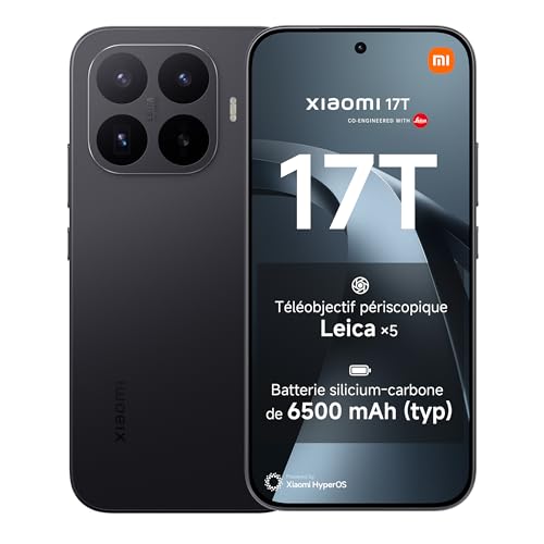 Smartphone XIAOMI 17T 12+256 Go Noir avec téléobjectif Leica x5 et écran 6,59''