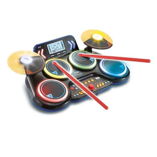 VTech - Kidi DJ Drums, Batería electrónica para niños 10 en 1 con Pads iluminados, platillos, Baquetas, Bluetooth, Aprendizaje y Juegos, Regalo niños +6 años, Versión en Español