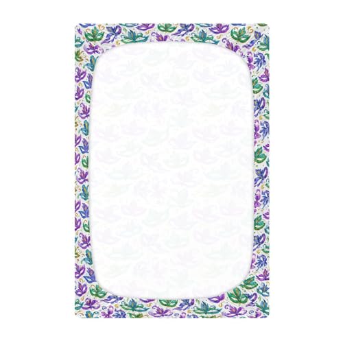 Image of Crib Sheet Breathable Soft Crib Mattress Sheet for Baby Toddler Boys Girls Fitted Crib Sheet Fit Standard Crib Mattress 52 x 28 Inch Watercolor Mardi Gras Mask