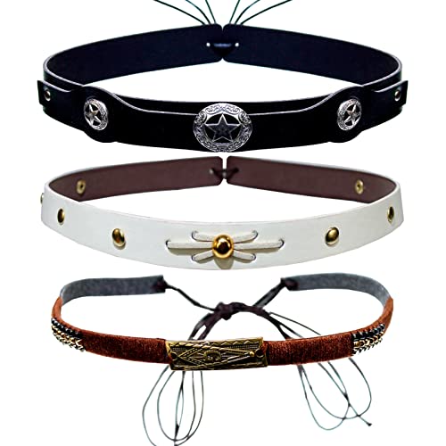 3 Pcs Cowboy Hat Bands Leather Hat Belts For Straw Fedora Panama Hats Turquoise Hatbands #TOP5