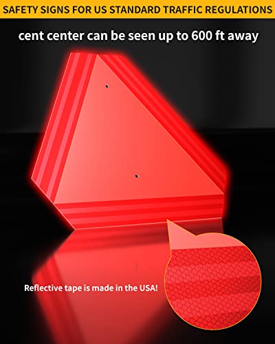 Image of Slow Moving Vehicle Triangle Sign - SMV Sign for Golf Cart, UTV /ATV /RTV, Tractor & Farm Equipment - Highly Reflective Up to 7 Years, 14 inchx16 inch 80-mil Thick Plastic - 2PACK - Includes Screws & Zip Ties