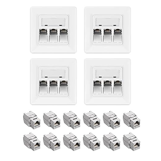 kwmobile Keystone Dose Modul Set - 12x Keystone Modul 4X Netzwerkdose 3-Port CAT 6A Kabel - 10Gibt/s geschirmt Metall Gehäuse RJ45 Schnappverschluss