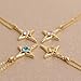 Sonateomber Gold Star Pendant Necklaces for Women Sparkly Blue Topaz Rhinestone Birthstone Lucky Four-point Stars Dangle Necklaces Prom Fashion Birthday Jewelry Gift