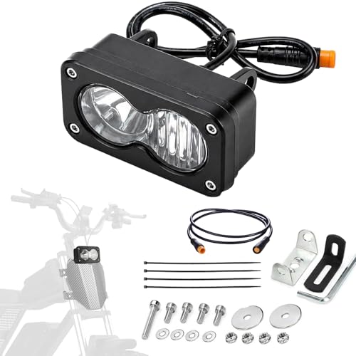 Image of Compatible fits Ridstar Q20 Ebike Headlight, 6500K 20W Super Bright Waterproof LED Light for Ebike, 3 Pin Universal 12V-60V for Ebike, Motorcycle, ATV