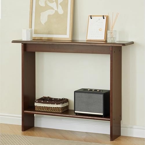 Mesa consola de granja de madera marron rustica para pasillo y entrada 8