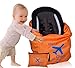 Car Seat Travel Bag and Carrier for Gate Check with Travel Pouch - Bright Orange with Blue Letters for Airport, Airplane Gate Check, Car Trips and Storage Double Backpack Straps | Carseat Bag for STO