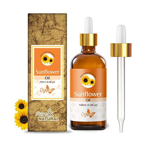 Image of Crysalis Sunflower Oil 100 ml (3.38 fl oz) - High Linoleic Cold Pressed Carrier Oil for Facial Serums, Massage Formulations & Universal DIY Blending
