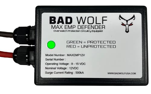MAXEMP12V Max EMP Defender 12V 500kA Surge Protector Built with MOV, TVS, and GDT Technology. 8 AWG Wire to Protect Your Vehicle from EMP, CME and Solar Flares and More.