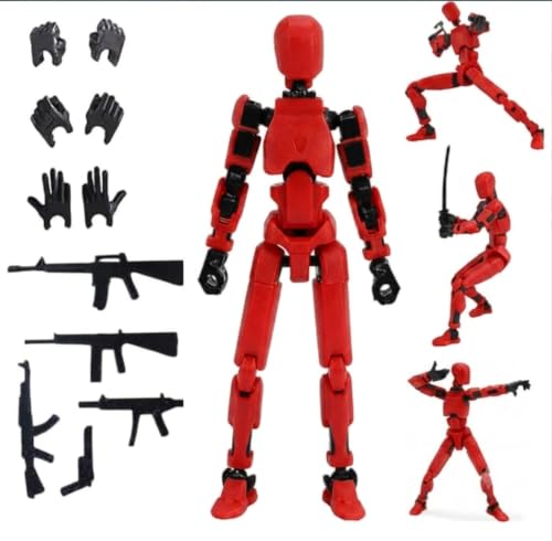 Image of (Do it Yourself) Action Figure Toys,DIY Assembly Dummy 13 Action Figures,Articulated Joints Robot,Gift Idea for Teens & Adults for 14+ (Red, Red)