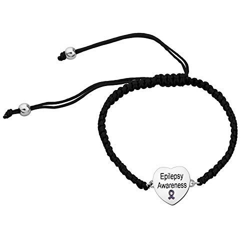 Image of CENWA Epilepsy Purple Ribbon Adjustable Bracelet Epilepsy Awareness Gift Purple Awareness Epilepsy Survivor Jewelry