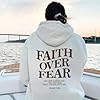 Faith Over Fear Hoodie Men Women Unisex Inspirational Sweatshirt Pullover (Blue,S) #5