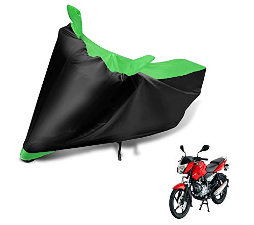 Image of Auto Hub Bike Cover Compatible with Bajaj Pulsar 135 LS with Mirror Pocket, Dustproof, Heat Resistant, Triple Stitched, Pulsar 135 Bike Cover- Black, Green