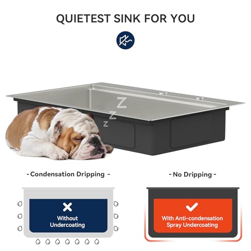 Lordear 6" Deep Kitchen Sink 33x22 Drop In Stainless Steel Sinks ADA 16 Gauge Single Bowl Handmade Topmount Workstation Sink 33x22x6 Inch by Lordear - Used condition - Image 8