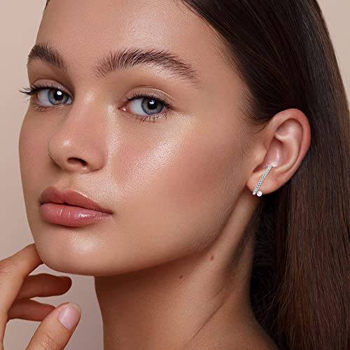 Suspender Earrings Sterling Silver Dainty Peal Illusion Earrings Ear Lobe Cuff Stud Earrings For Women #TOP1