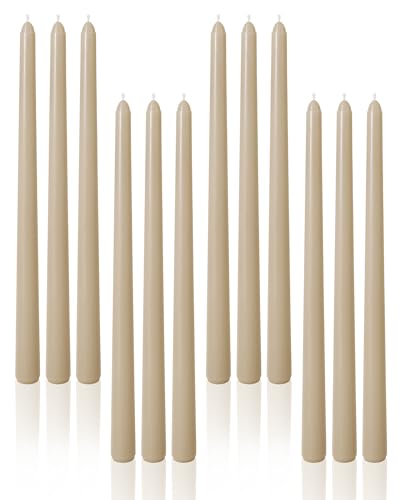 Viyffo Taper Candles, 12 Inch, 12 Pack, Nougat Brown – Unscented