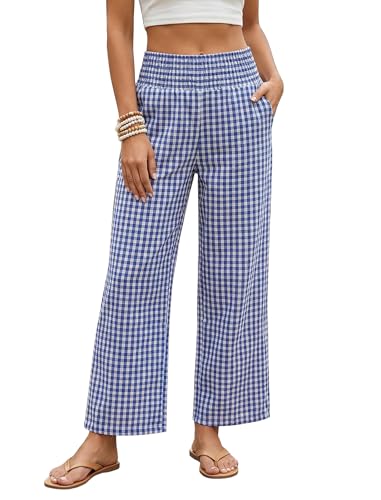 Pantalon palazzo en tartan léger IWEMEK : votre allié idéal pour les voyages et la plage