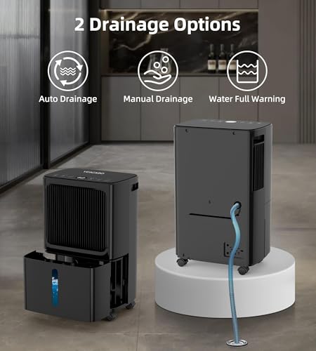 Image of VEAGASO 34 Pint /D, 2500 Sq.Ft Dehumidifier for Basement with Drain Hose | Dehumidifiers for Home, Bathroom, Bedroom - 3 Modes, 24H Time, 40dB, 0.53 Gallon Water Tank, Intelligent Humidity Control