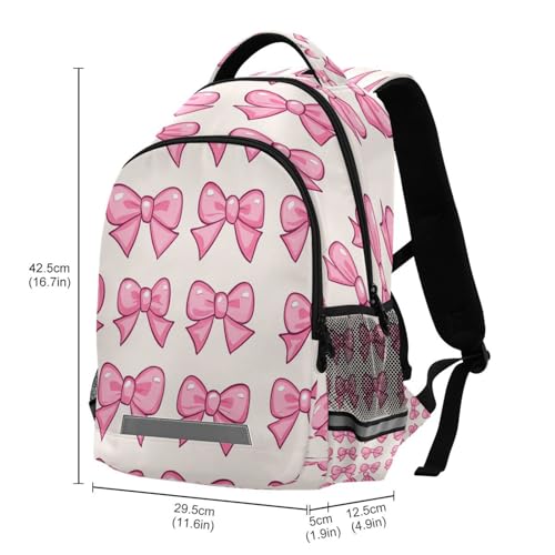 Dussdil Pink Bow Bows (2) Kids Backpack School Backpacks for Boys Girls, 16 Inch Casual Book Bag Daypack Back Pack Double Zipper Travel Bags3
