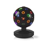 NEDIS - Mehrfarben-Discokugel - 6 W - 550 Lumen - 20 cm - Party-Ambiente - Langsam drehend - Mehrfarben-Reflektoren - LED-Lampen - Lichtfarbe RGB - 220/240-V-Steckdose, warmweiß, FUDI213BK