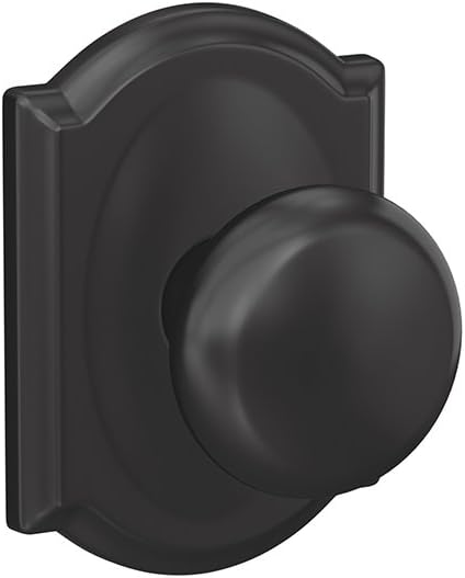 Schlage Custom FC21 PLY 622 CAM Plymouth Knob with Camelot Trim Hall-Closet and Bed-Bath Lock, Matte Black