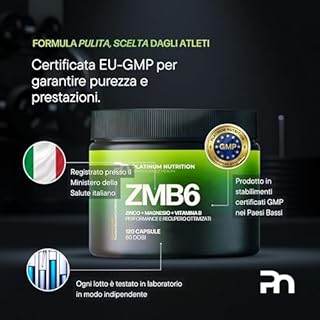 Platinum Nutrition ZMB6 | Integratore con Zinco e Magnesio + Vitamina B6 (120 Capsule) | Integratori Stanchezza, Crampi, Sonno e Performance Muscolare | Supporto Immunitario e Recupero Naturale