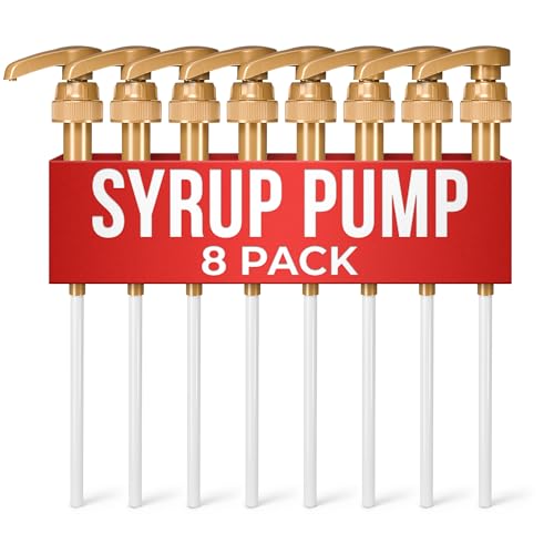 Image of 8 PCs Coffee Syrup Pumps - 9.25 inch Closed /11.54 inch Open Coffee Syrup Dispenser Pump - Fits Many 25.4 oz Bottles, Precise Dispensing, Lockable Mechanism, Easy to Use & Clean | Works with Liquids & Pastes