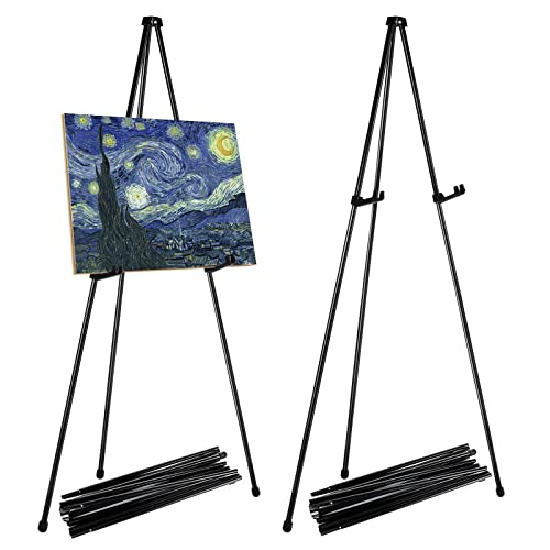 Certbuy 2 Pack 63 Inch Folding Easel For Signs Steel Black Easel Stand For Display Tripod Easels Adjustable Instant Easel Arts & Crafts Easels Stand For Wedding Sign Painting Pictures Poster #TOP29