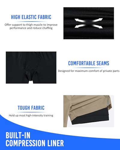 Image of maamgic Mens 5 inch Gym Running Shorts for Men 2 in 1 Quick Dry Workout Athletic Shorts