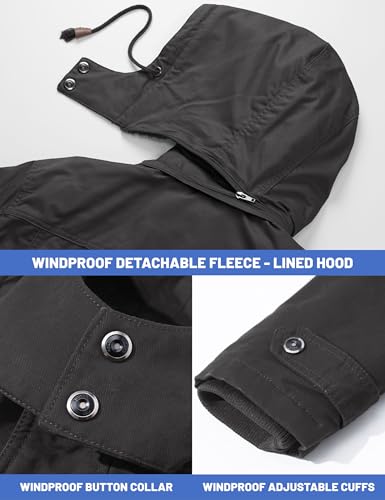 Image of TACVASEN Men's Jacket-Casual Winter Cotton Military Jacket Standard Length Thicken Hooded Cargo Coat