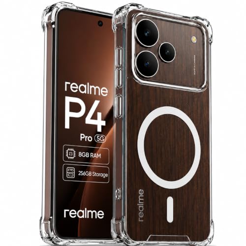 Image of Transparent Back Cover for Realme P4 Pro 5G Shockproof Side TPU Bumper & Back Pc Protective Magnetic Support Cover Case (Realme P4 Pro 5G)