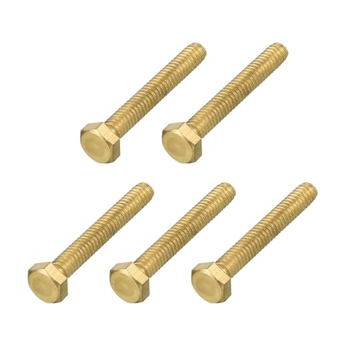 Image of METALLIXITY Hex Head Screw Bolt (1 /4-20x1-3 /4) 5Pcs, Brass Fully Threaded Solid Brass Hex Bolts Machine Screws - for Machinery Repair