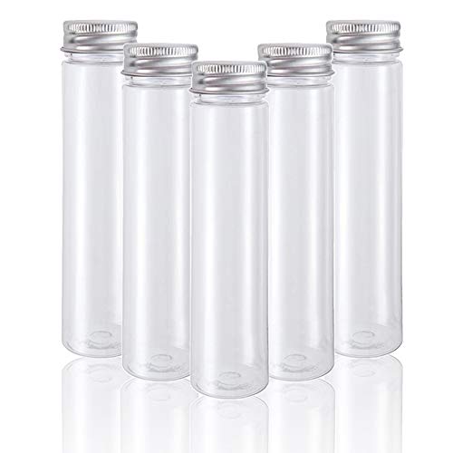 Haawooky 18 Pack 115ml Clear Plastic Test Tubes with Screw Caps Flat-Bottomed Bath Salt Containers,Candy Containers for Wedding Party Christmas Décor