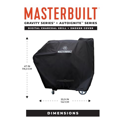 Image of Masterbuilt Grill Cover for Gravity Series and AutoIgnite Series 545 Smoker Grills Cover in Black, Compatible with Gravity Series 560, 600, 800, 900 and AutoIgnite Series, Model MB20080220