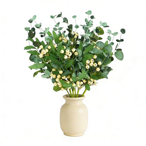 Bibelot 6 Pcs Olive & Eucalyptus Floral Picks with White